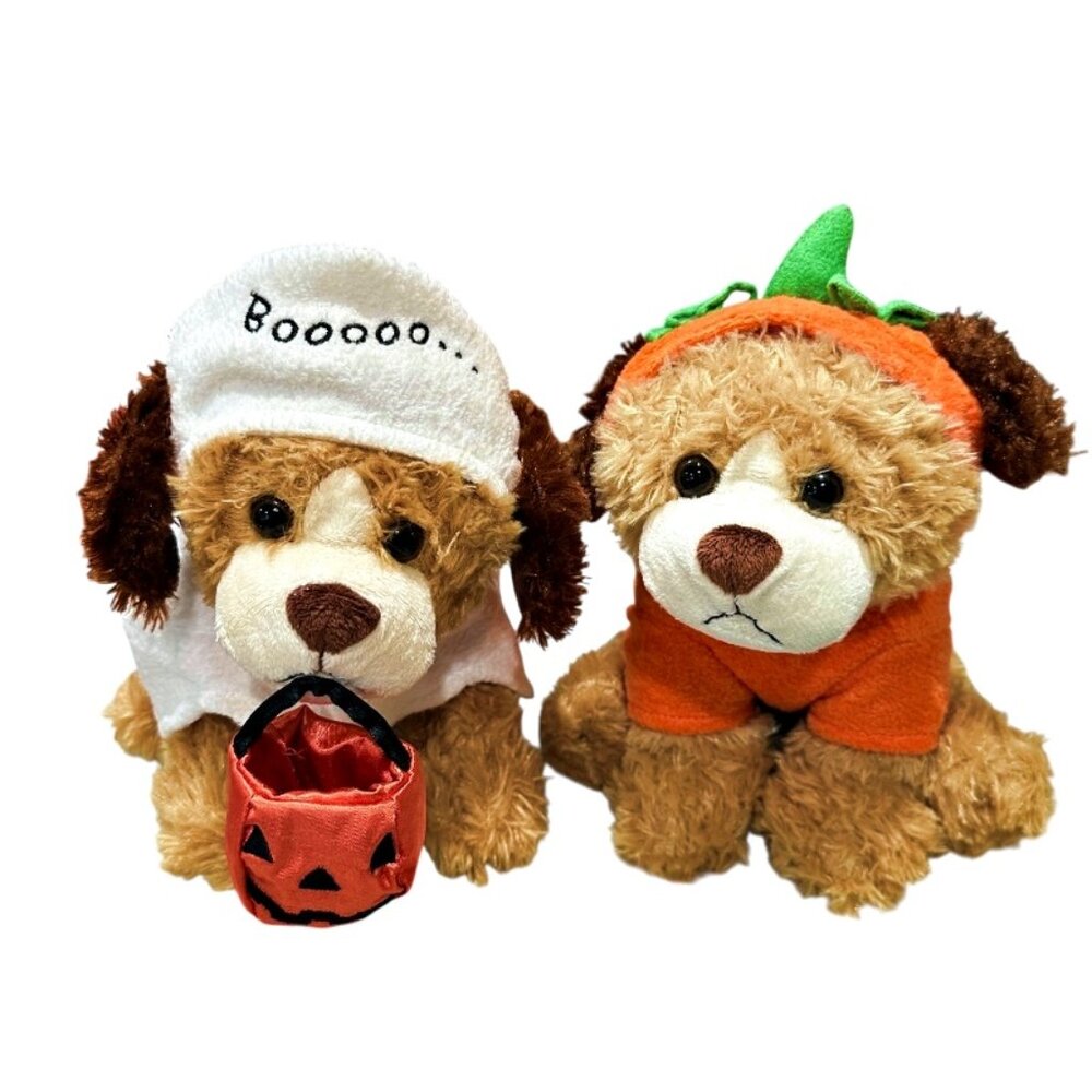 Halloween Plush Dogs Jack O Lantern Pumpkin and Ghost Animal Adventure Stuffie